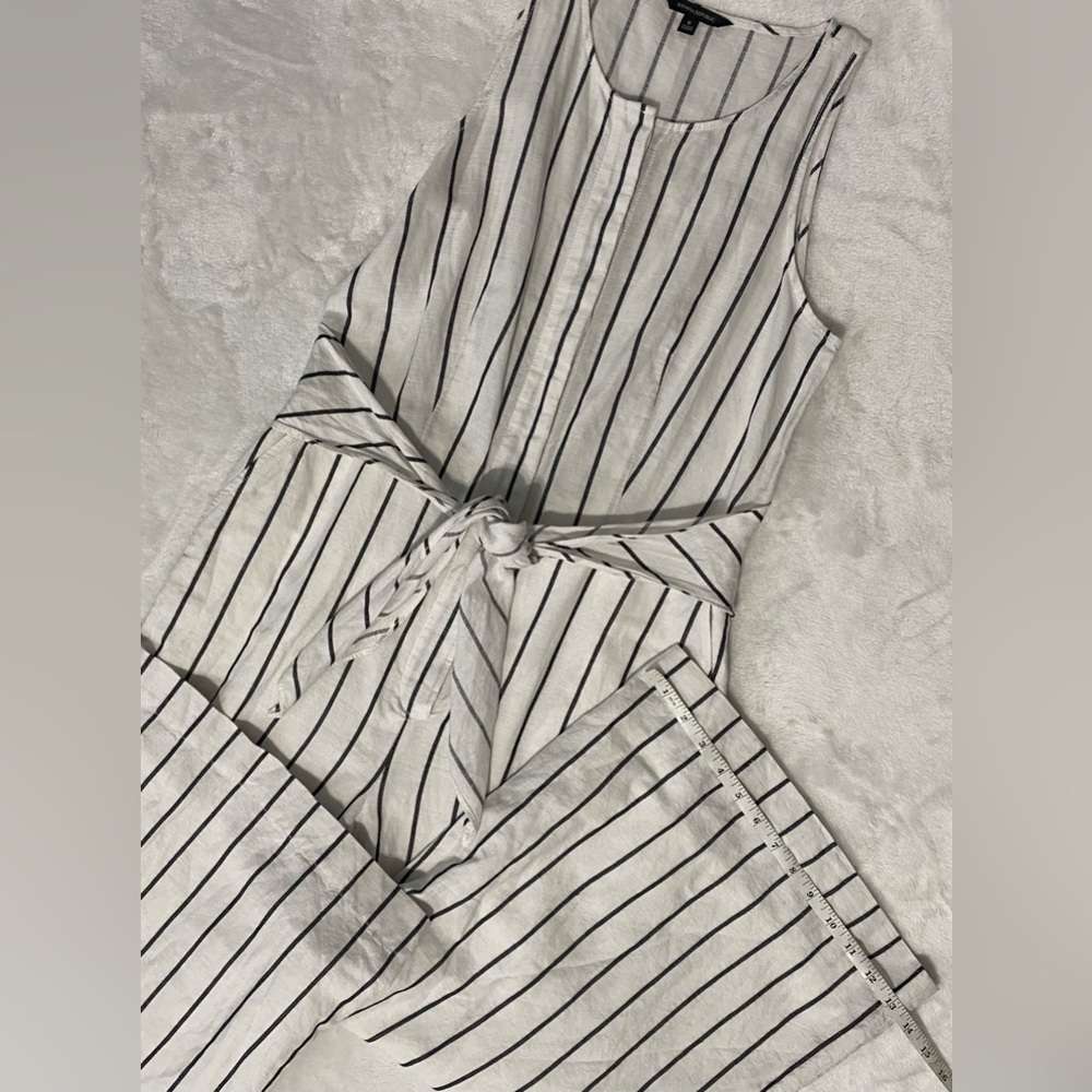 Banana Republic Striped Linen Blend Wide Leg Cropped Jumpsuit - Picture 4 of 14